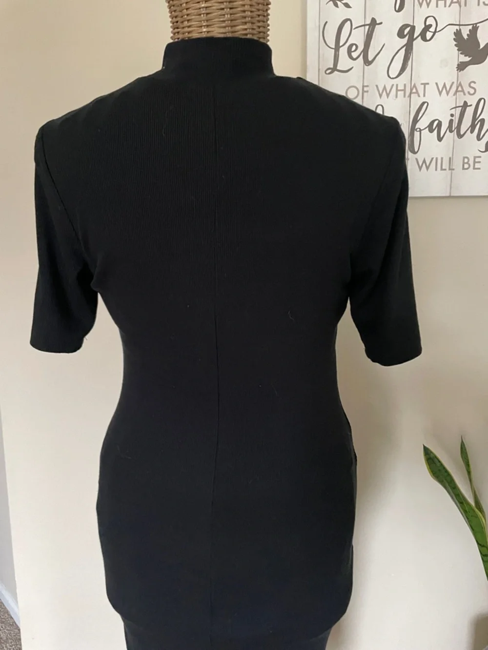 Marine Layer Black Lexi Rib Mock Neck Midi Dress - Picture 4 of 7